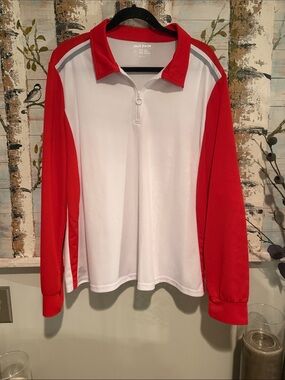 Jack Smith Red & White Long Sleeve Polo Top
